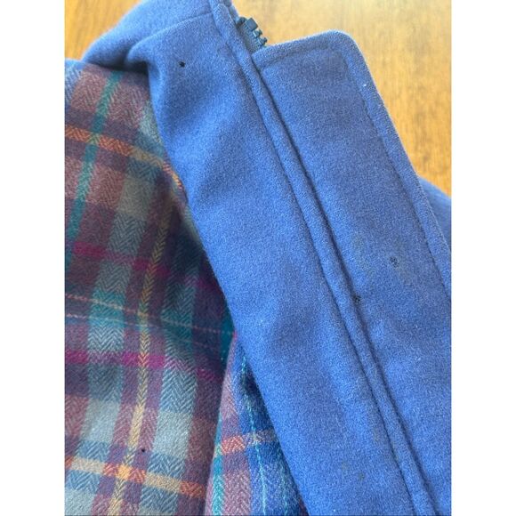 Vintage Pendleton Jacket Mens XL Blue Virgin Wool Bomber Flannel Lined 80s Coat - Picture 10 of 12